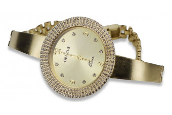 Ceas de damă din aur galben 14K, Aur Geneve Lady Gift lw012y