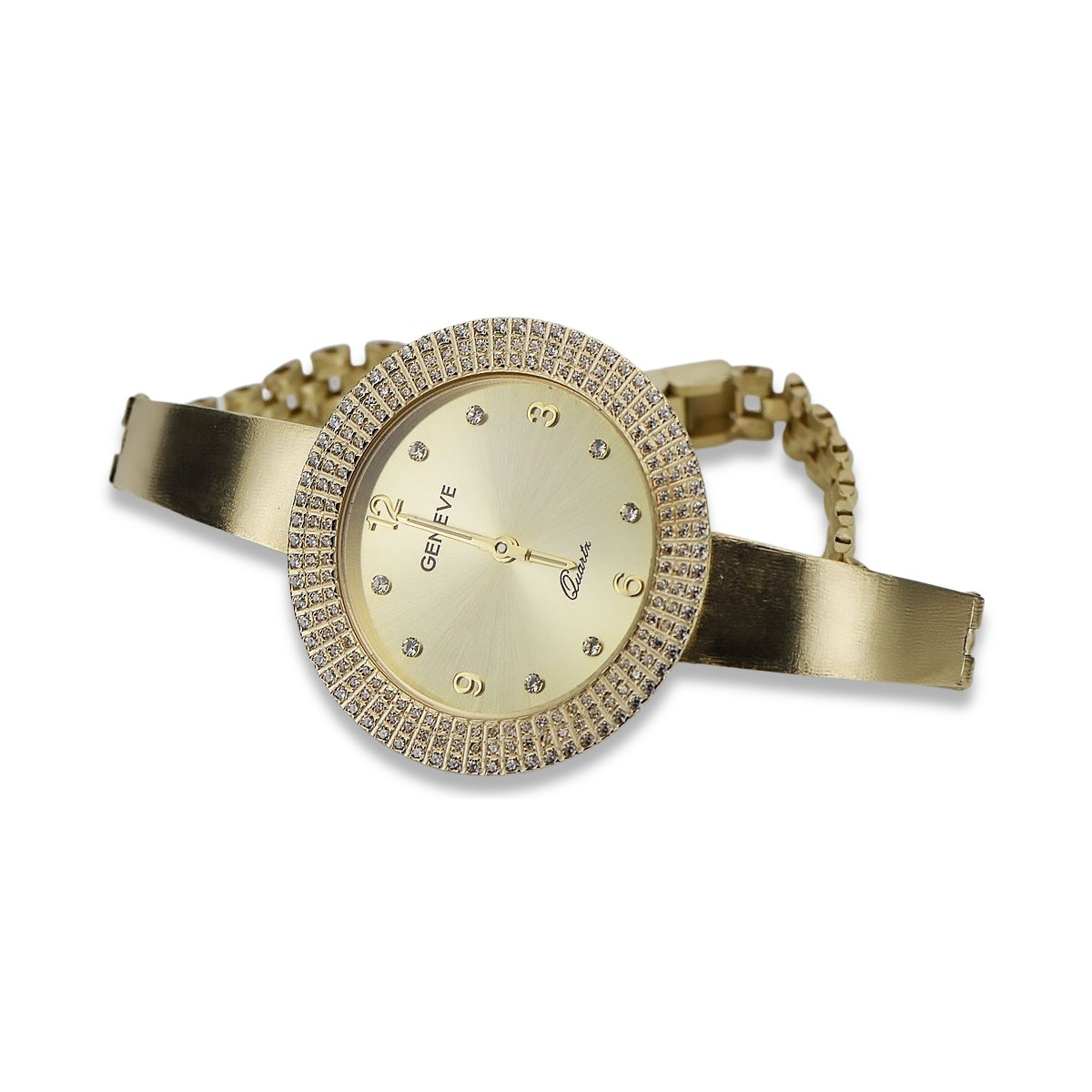 14k żółte złoto, Złoty cyferblat Geneve Lady Gift lw012y