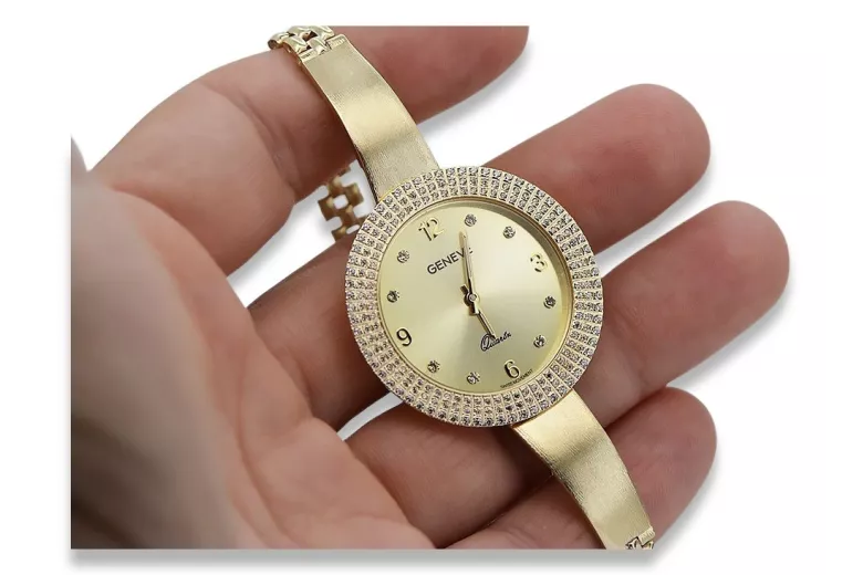 14k żółte złoto, Złoty cyferblat Geneve Lady Gift lw012y