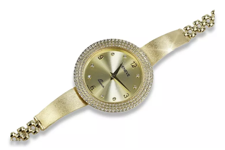 14k żółte złoto, Złoty cyferblat Geneve Lady Gift lw012y