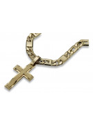 Croix catholique en or jaune 14 carats avec chaîne élégante ctc022y&cc098y