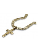 Croix catholique en or jaune 14 carats avec chaîne élégante ctc022y&cc098y