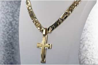 "Divine Glow: 14k Gold Catholic Cross Necklace with Elegant Chain" ctc022y&cc098y