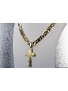 "Divine Glow: 14k Gold Catholic Cross Necklace with Elegant Chain" ctc022y&cc098y