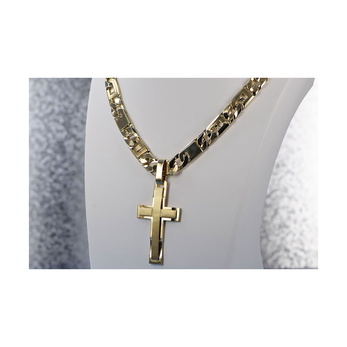 "Divine Glow: 14k Gold Catholic Cross Necklace with Elegant Chain" ctc022y&cc098y