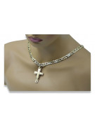 "Divine Glow: 14k Gold Catholic Cross Necklace with Elegant Chain" ctc022y&cc098y