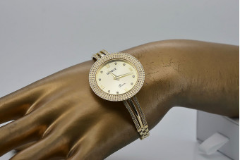 14k żółte złoto, Złoty cyferbla Geneve Lady Watch Gift lw021y