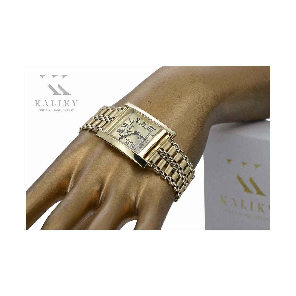 Gold men's watch Geneve ★ zlotychlopak.pl ★ Gold purity 585 333 Low Price!