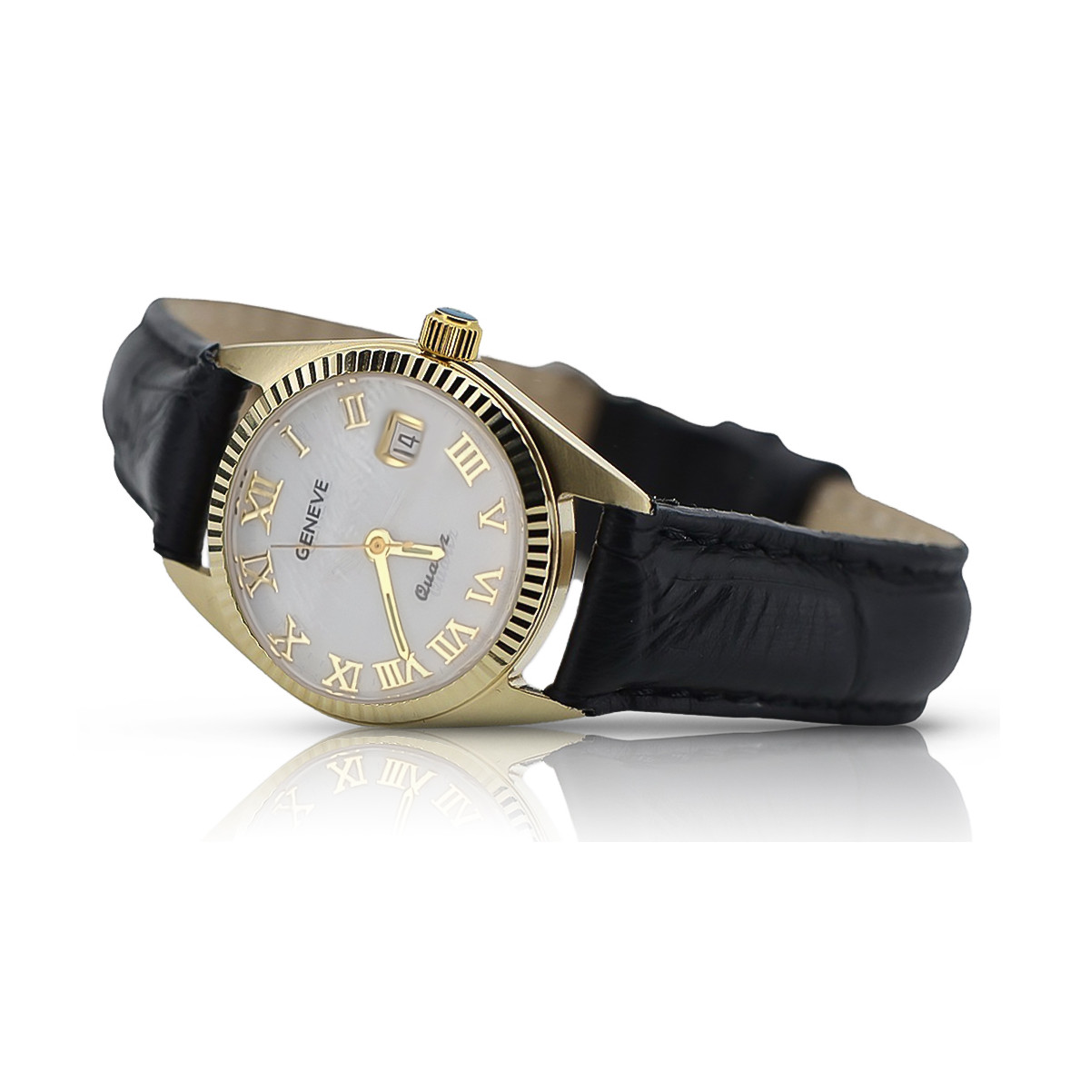 Gold men's watch Geneve ★ zlotychlopak.pl ★ Gold purity 585 333 Low Price!