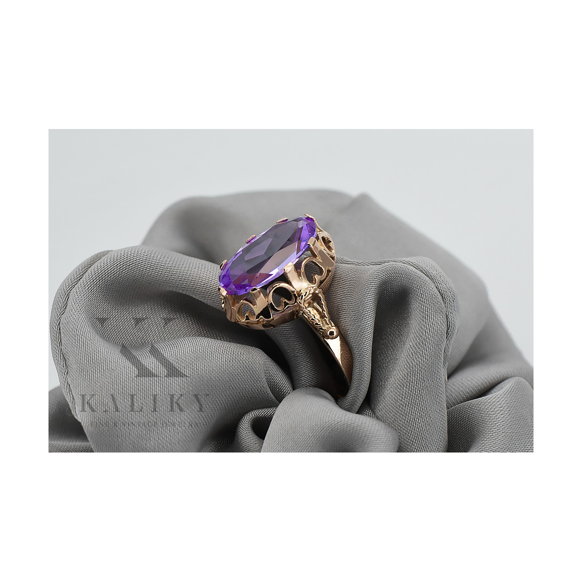 Russische sowjetische Rose 14 Karat 585 Gold Alexandrit Rubin Smaragd Saphir Zirkon Ring vrc014