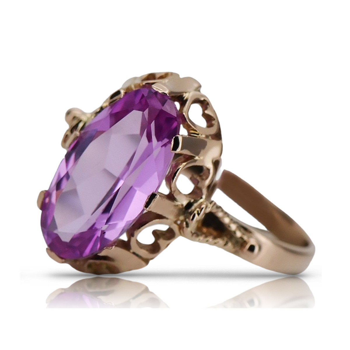 Russische sowjetische Rose 14 Karat 585 Gold Alexandrit Rubin Smaragd Saphir Zirkon Ring vrc014