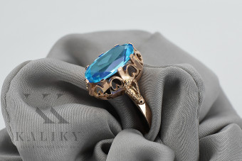 Aquamarin Edelstein in Originales Vintage-Roségold 14 Karat Ring,  vrc134 vrc134