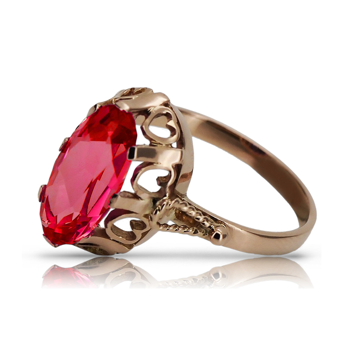 Russische sowjetische Rose 14 Karat 585 Gold Alexandrit Rubin Smaragd Saphir Zirkon Ring vrc014