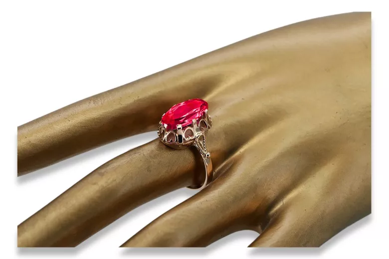 Russische sowjetische Rose 14 Karat 585 Gold Alexandrit Rubin Smaragd Saphir Zirkon Ring vrc014