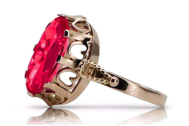 Russische sowjetische Rose 14 Karat 585 Gold Alexandrit Rubin Smaragd Saphir Zirkon Ring vrc084