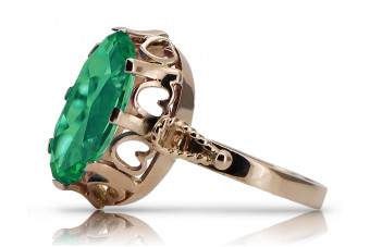 Elegant Sterling Silver Rose Gold Plated Emerald Ring vrc134rp