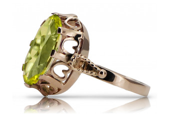 Sterling Silver Rose Gold Plated Peridot Ring with Yellow Gemstones vrc134rp