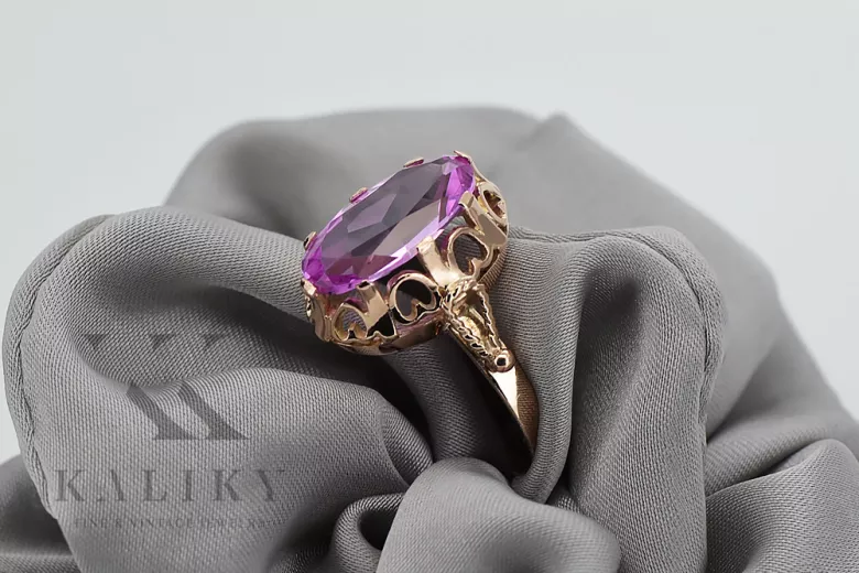 Rose soviétique russe 14k 585 or Alexandrite Ruby Emerald Sapphire Zircon ring vrc084