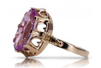 Sterling Silver Rose Gold Plated Amethyst Statement Ring vrc134rp