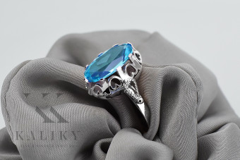 925 Sterling Silber Aquamarin Ring 62.10.10.T Vintage-Stil vrc134s