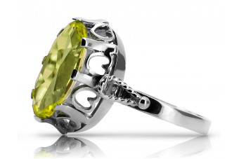 Bague Vintage en Argent Sterling avec Péridot Jaune et Saphirs vrc134s