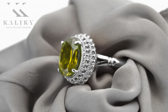 Bague en argent sterling 925, Péridot jaune et saphir, taille 9,5 vrc068s