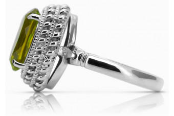 Bague en argent sterling 925, Péridot jaune et saphir, taille 9,5 vrc068s