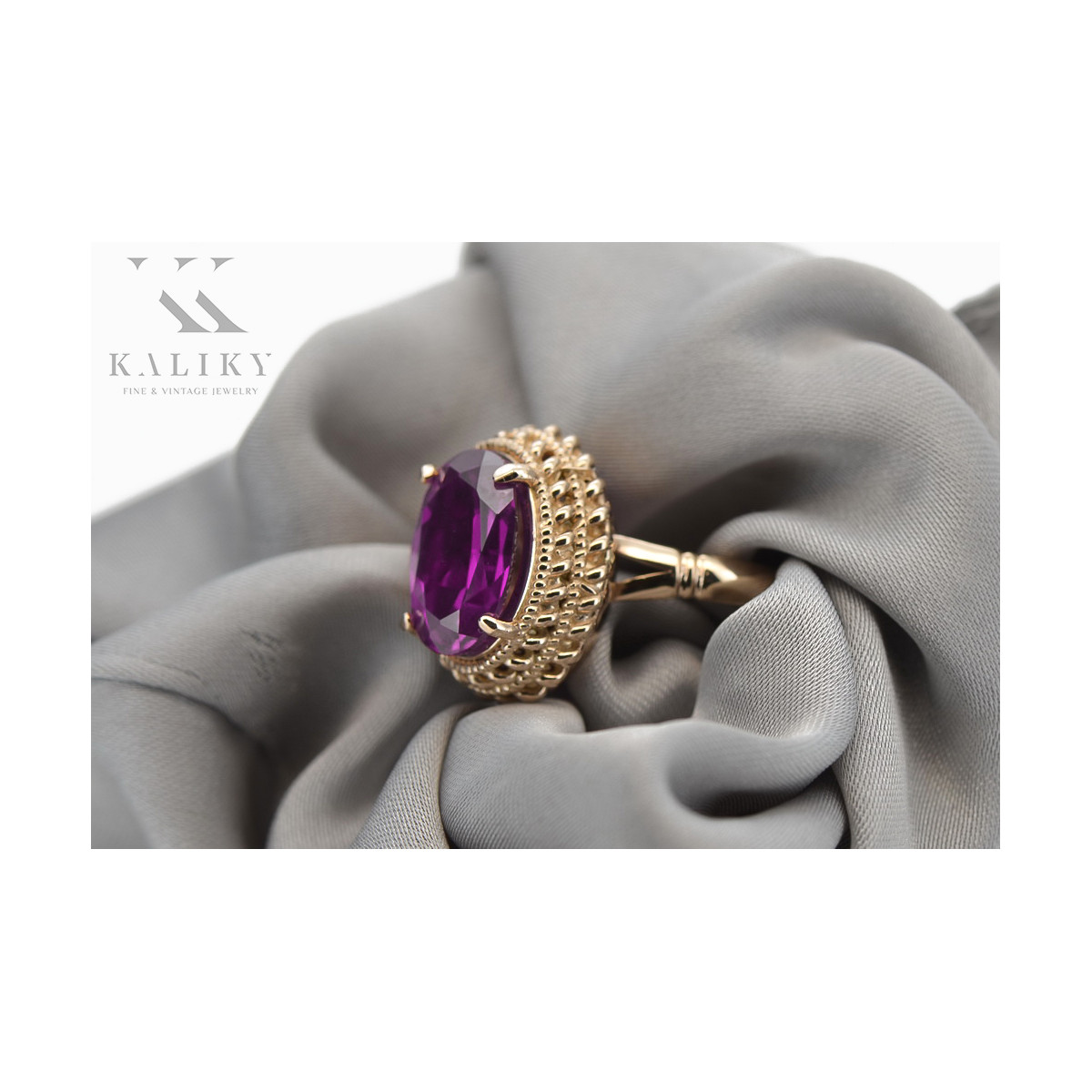 Russische sowjetische Rose 14 Karat 585 Gold Alexandrit Rubin Smaragd Saphir Zirkon Ring vrc084