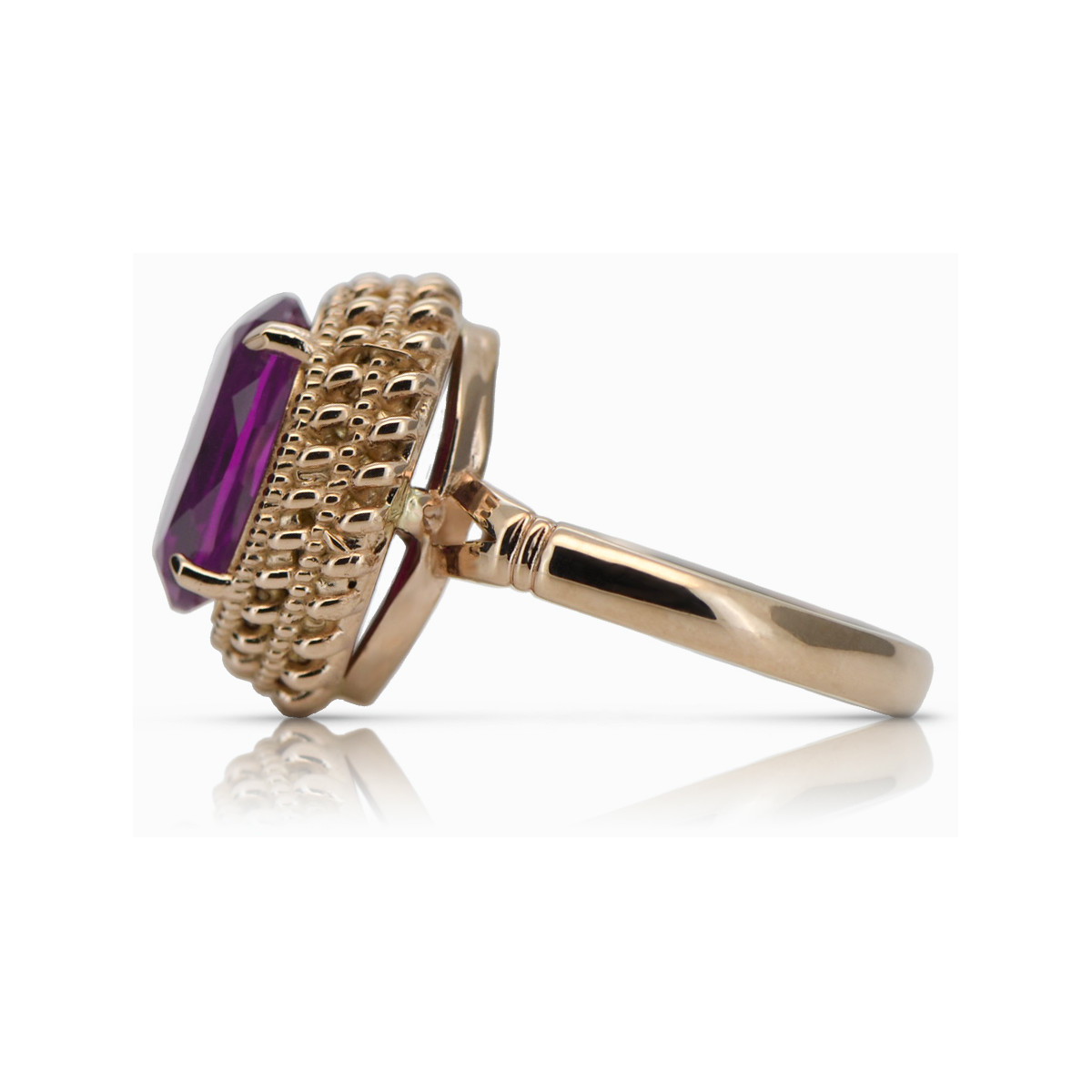 Russische sowjetische Rose 14 Karat 585 Gold Alexandrit Rubin Smaragd Saphir Zirkon Ring vrc084