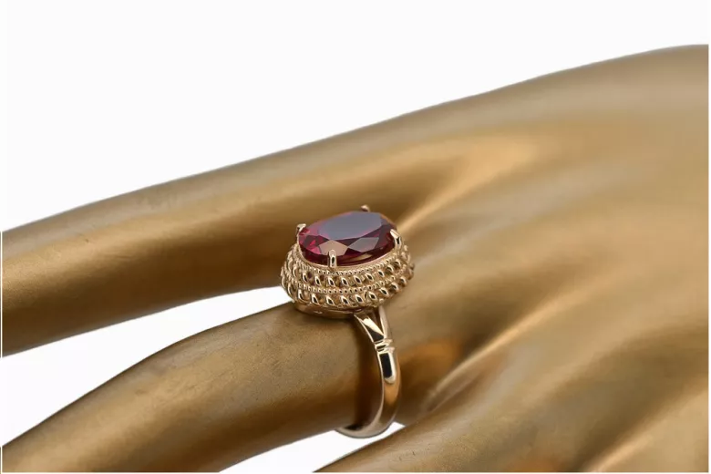 Russische sowjetische Rose 14 Karat 585 Gold Alexandrit Rubin Smaragd Saphir Zirkon Ring vrc084