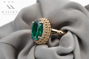 Sterling Silver Rose Gold Plated Emerald Ring vrc068rp