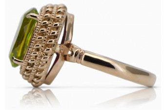 Anillo vintage de Plata de ley chapada en oro rosa con Peridoto amarillo. vrc068rp