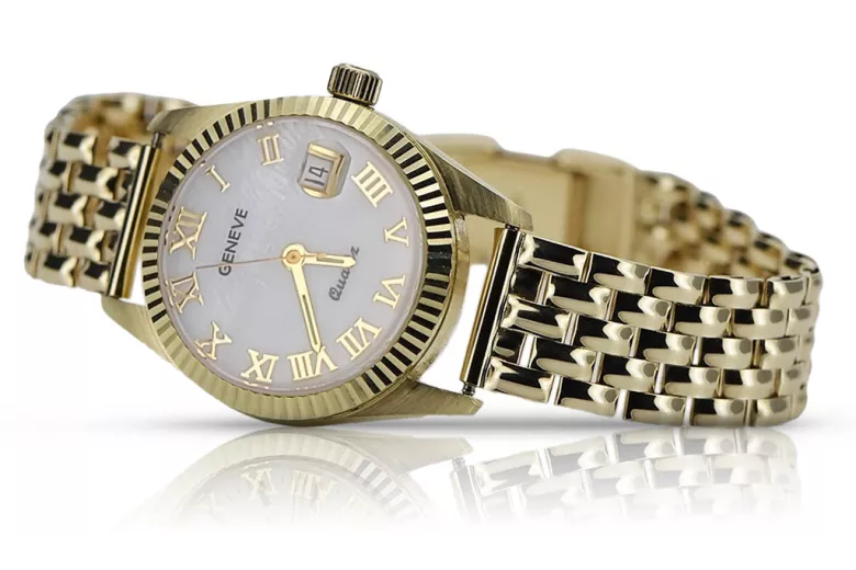 Gold men's watch Geneve ★ zlotychlopak.pl ★ Gold purity 585 333 Low Price!