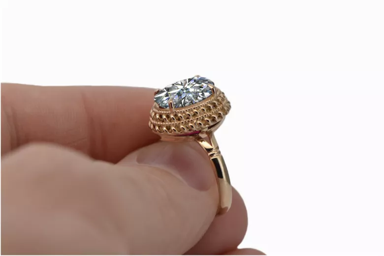 Russische sowjetische Rose 14 Karat 585 Gold Alexandrit Rubin Smaragd Saphir Zirkon Ring vrc084