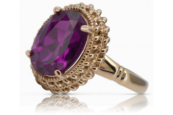 Ruso soviético rosa 14k 585 oro Alejandrita Rubí Esmeralda Zafiro Circón anillo vrc014
