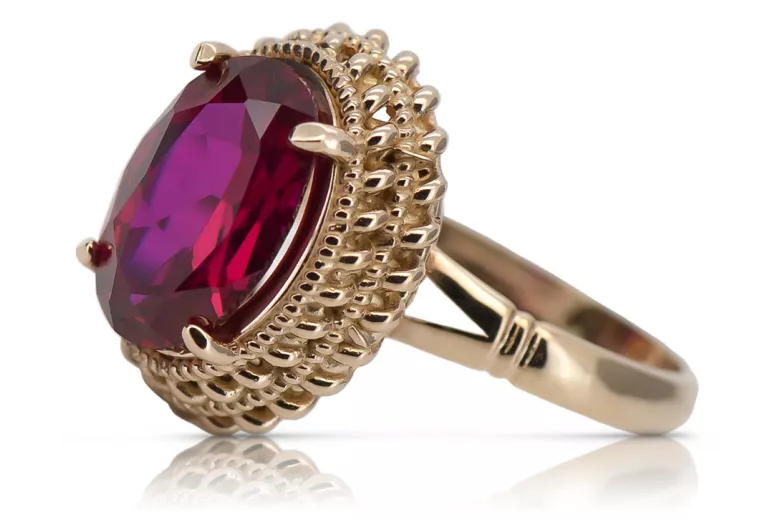 Russische sowjetische Rose 14 Karat 585 Gold Alexandrit Rubin Smaragd Saphir Zirkon Ring vrc014