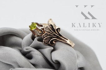 Inel original din aur roz de 14k, Peridot galben vrc169