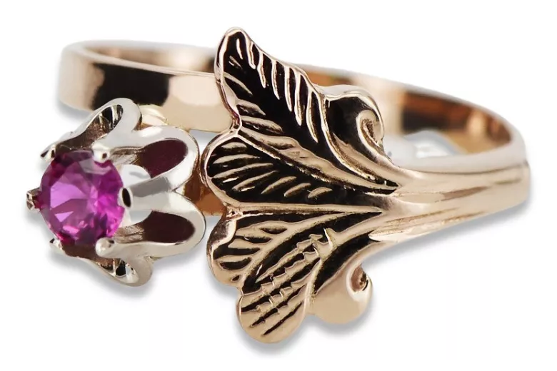 Russische sowjetische Rose 14 Karat 585 Gold Alexandrit Rubin Smaragd Saphir Zirkon Ring vrc084