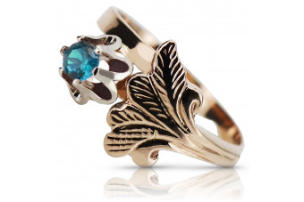 Російська радянська троянда, золото 585 проби, александрит, рубін, смарагд, сапфір, циркон, каблучка vrc084