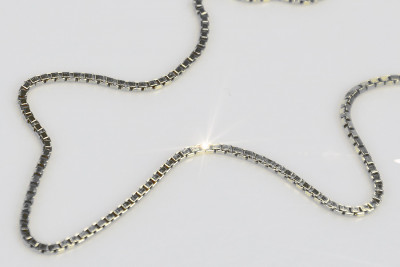 Italian White Gold Square Chain Necklace - 14K White Gold, 50cm cc096w