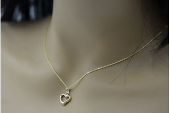 Colgante de corazón moderno en oro amarillo de 14k con 11 gemas. cpn060y