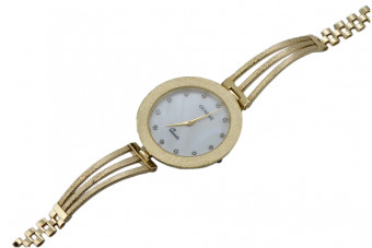 Italian 14K Yellow Gold and Pearl Dial Lady Watch Gift lw098y