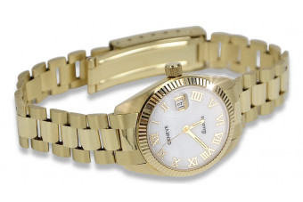 Montre de dame en or jaune 14k 585 Geneve avec cadran de perle lw020ydpr&lbw009y