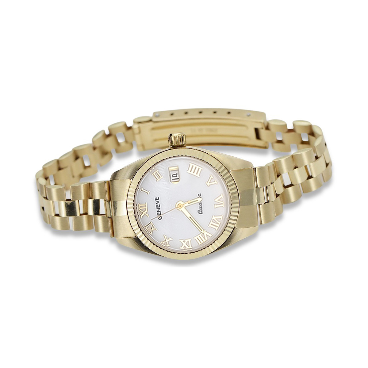 Goldene Herrenuhr Geneve ★ zlotychlopak.pl ★ Gold Reinheit 585 333 Niedriger Preis!