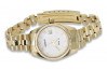 Gold Damen Armbanduhr mit Perlmutt-Zifferblatt - Gelbes 14k 585 Gold Geneve Uhr lw020ydpr&lbw009y