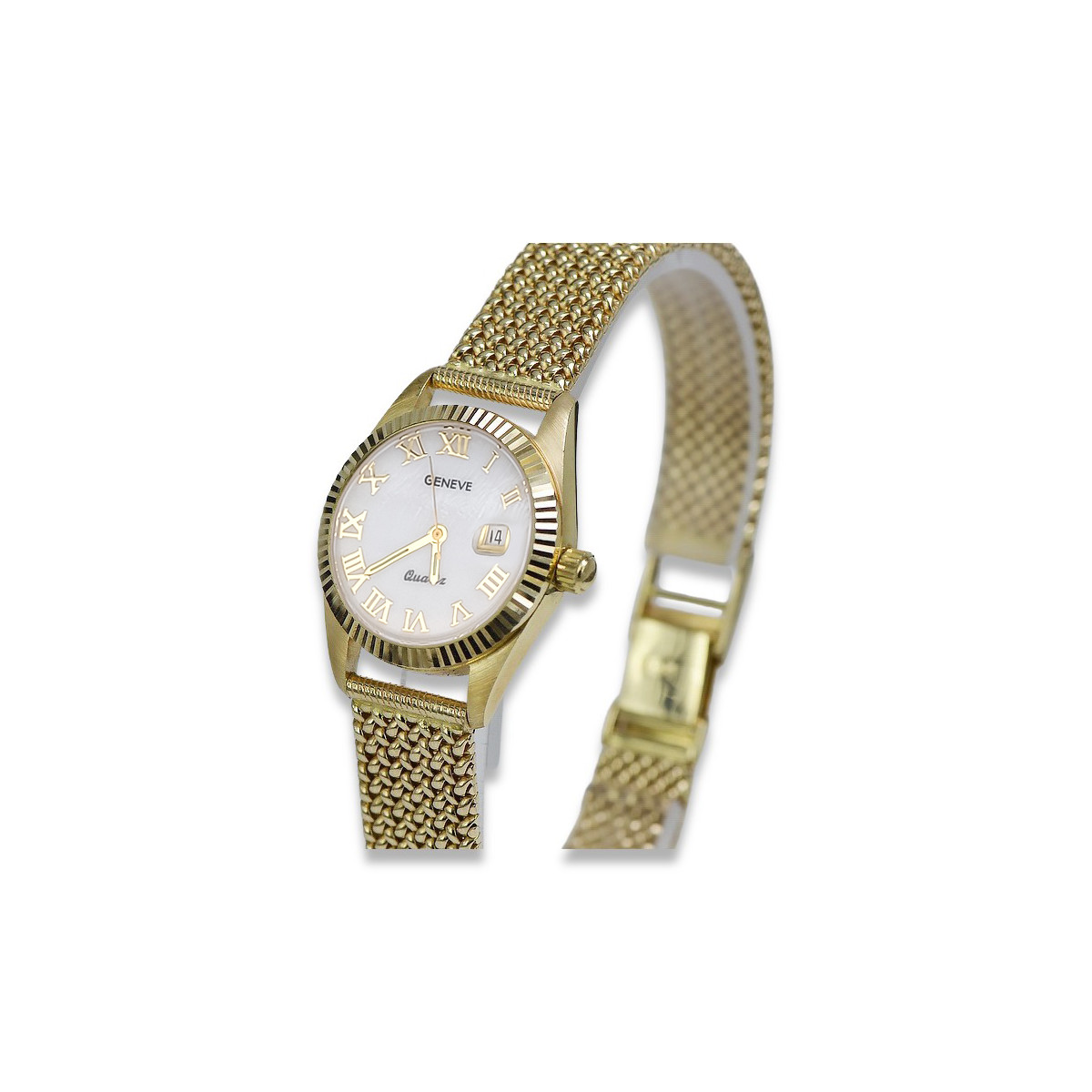 Goldene Herrenuhr Geneve ★ zlotychlopak.pl ★ Gold Reinheit 585 333 Niedriger Preis!