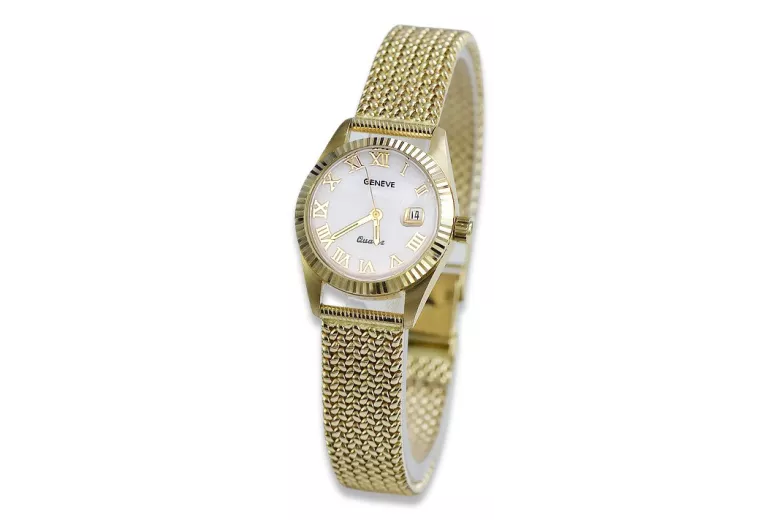 Gold men's watch Geneve ★ zlotychlopak.pl ★ Gold purity 585 333 Low Price!