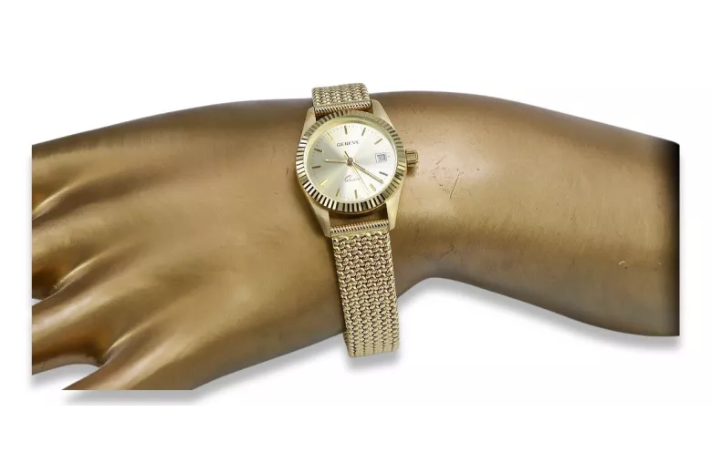 Gold men's watch Geneve ★ zlotychlopak.pl ★ Gold purity 585 333 Low Price!