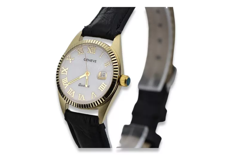 Gold men's watch Geneve ★ zlotychlopak.pl ★ Gold purity 585 333 Low Price!