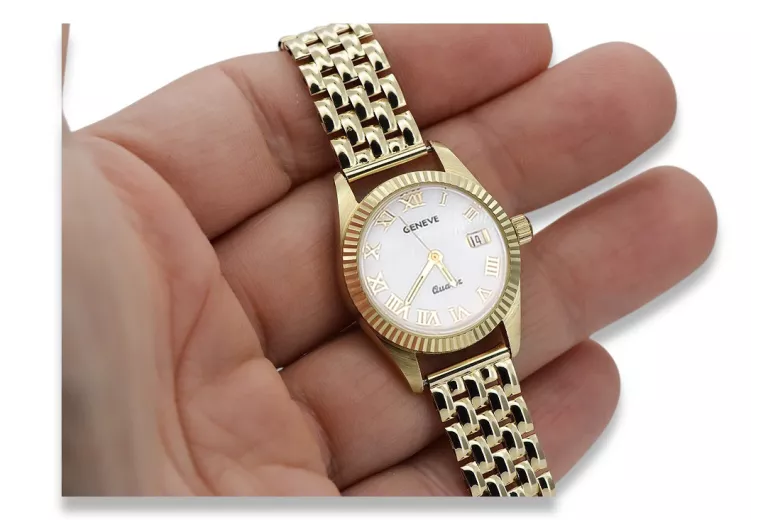 Goldene Herrenuhr Geneve ★ zlotychlopak.pl ★ Gold Reinheit 585 333 Niedriger Preis!